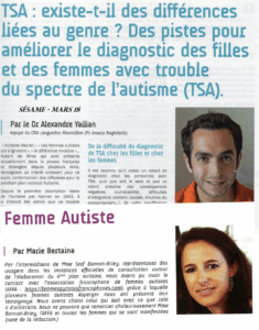 L’autisme au féminin, revue Sésame : article du Dr A. Yailian & Témoignage de Marie Bertaina