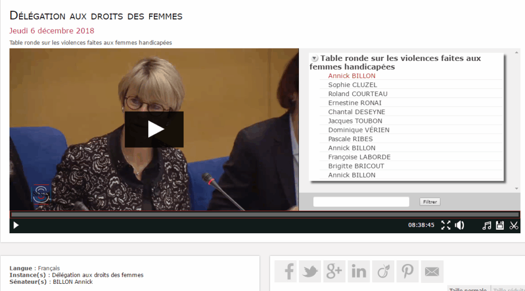 Table ronde au sénat sur les violences faites aux femmes handicapées